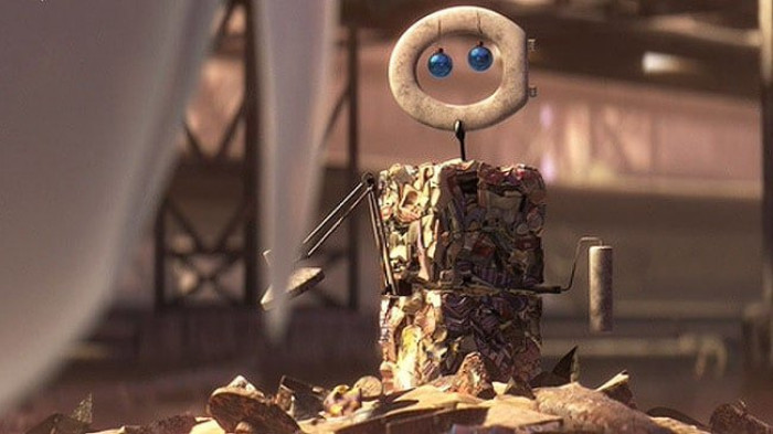 22. Wall-E creates a statue of EVE using junk. 