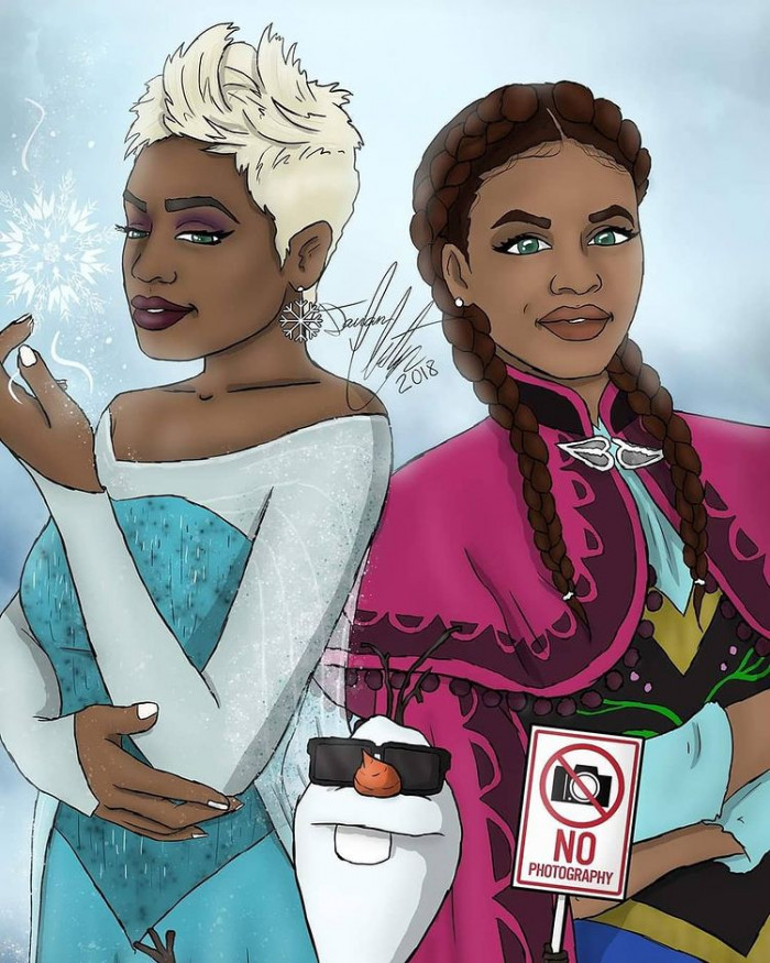 5. Here is Elsa and Anna from Frozen as Black women