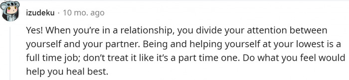 9. Because you divide attention between your and your partner’s well-being
