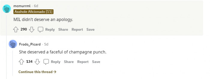 Some users are simply upset by the mother-in-law's reaction to the gift she didn't like.