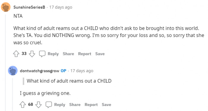 I guess a grieving person; this hit hard