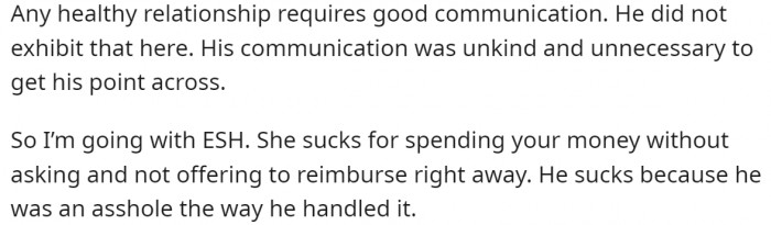 With the conclusion that both are the a**holes.