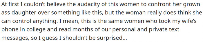 His mother-in-law has always been the pryer.