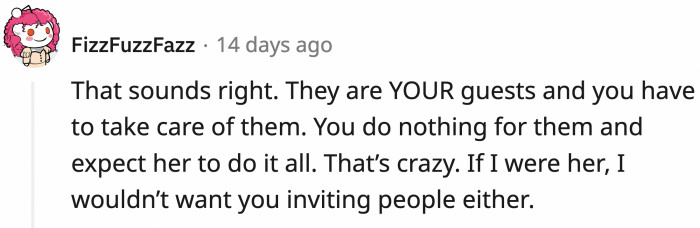 Everyone in the comments is on the wife's side