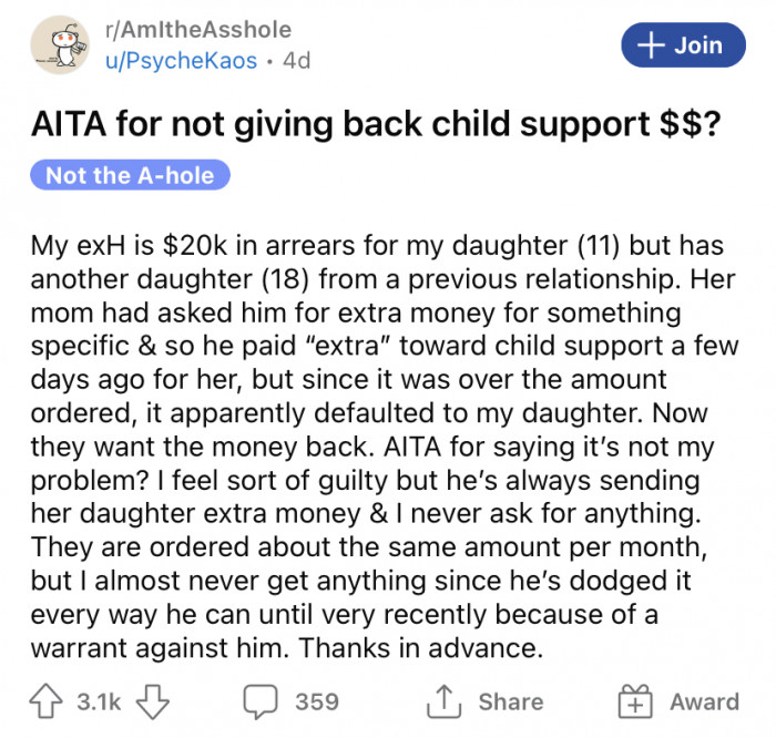 The Redditor shared her child support story to the AITA subreddit.