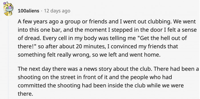 This Redditor’s friends were smart enough to listen to the warning and turn their backs on what they thought would’ve been a fun night