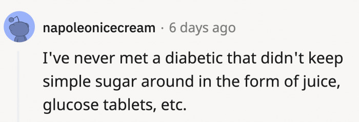 For people who know diabetics, the way Simon handled things was very suspicious.