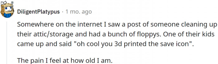 16. Floppy disk is a 3D-printed save icon