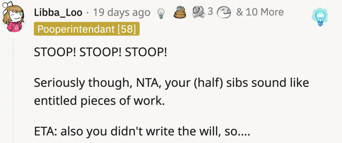 We're ready to cheer this pettiness OP, we know you really want to.