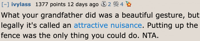 There is actually a legal term for what the grandfather built.