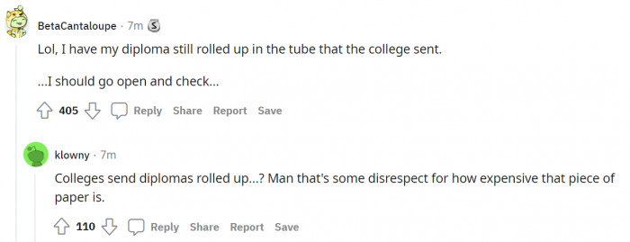 2. Rolled-up diplomas