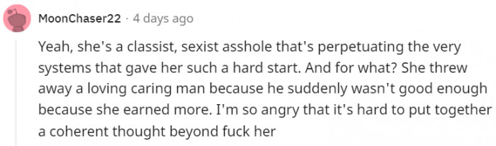 She threw away a loving man.