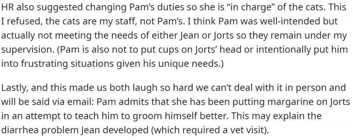 It's good to see that OP is taking up the responsibility of caretaking the cats of the workplace.