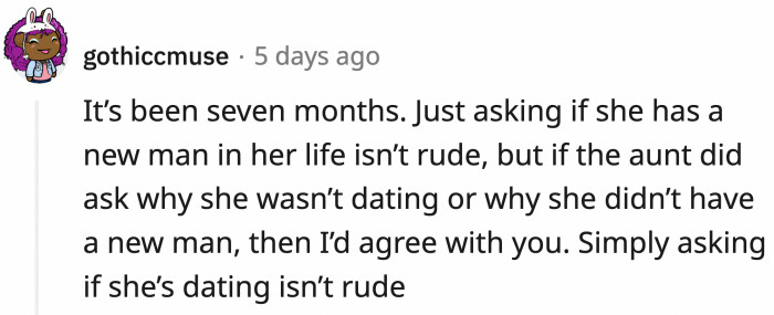 The aunt was just curious about OP