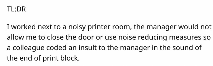 A summary of the story