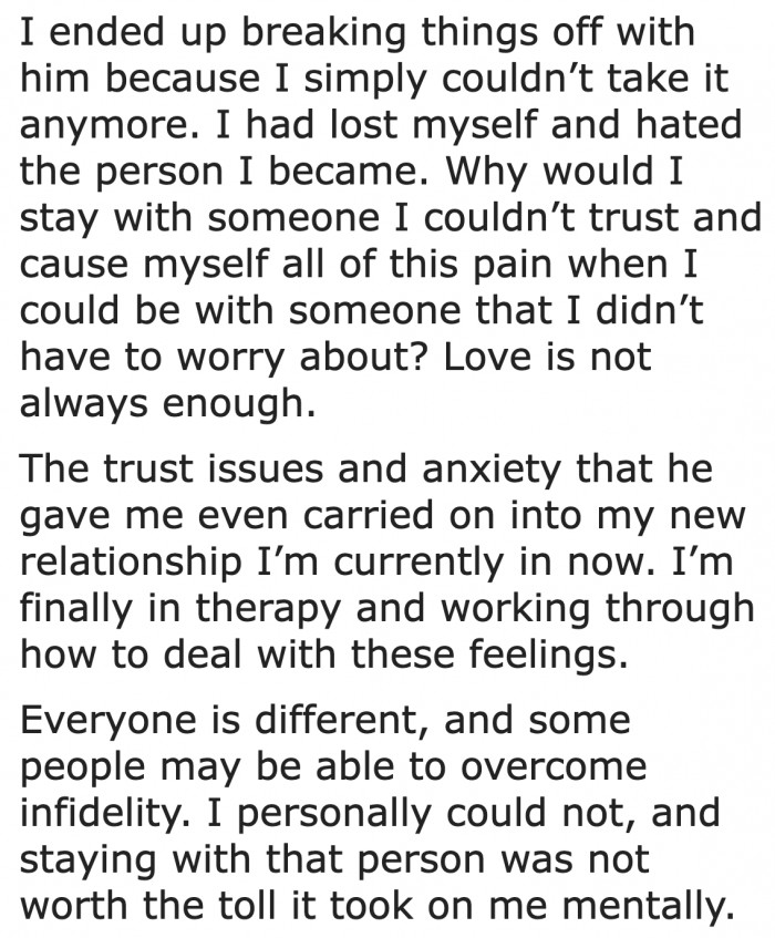 Not everyone can cope with the pain, which is why the relationship may need to end.