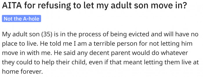 No, you clearly tried to help your son by not letting him move in because he needs to get his life together for himself and his family.