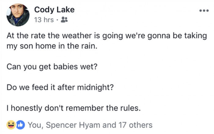 Cody reveals on the way to the hospital that this isn't his first rodeo. This is his second baby. That might explain why he's so... chilled?