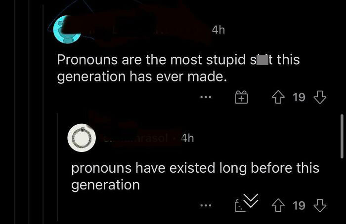 28. People didn't use pronouns before.