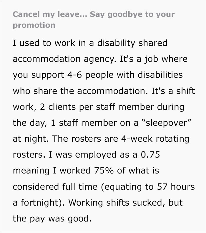 They were all working in a disability accommodation agency. Here's OP's quick background for the setting.