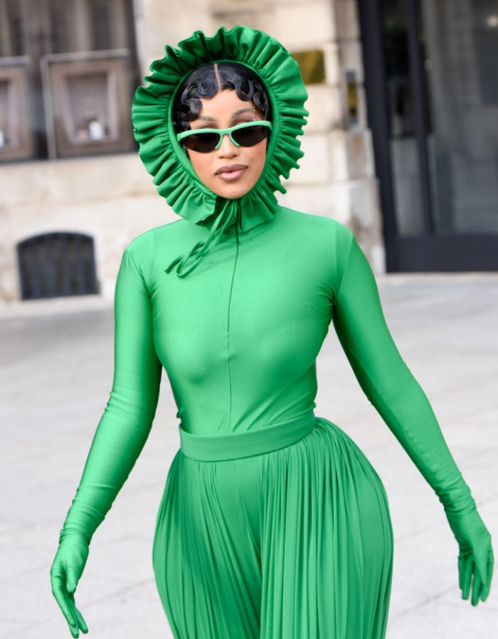 4. Cardi B decided to rock nature's color with her entire outfit brimming with greenery