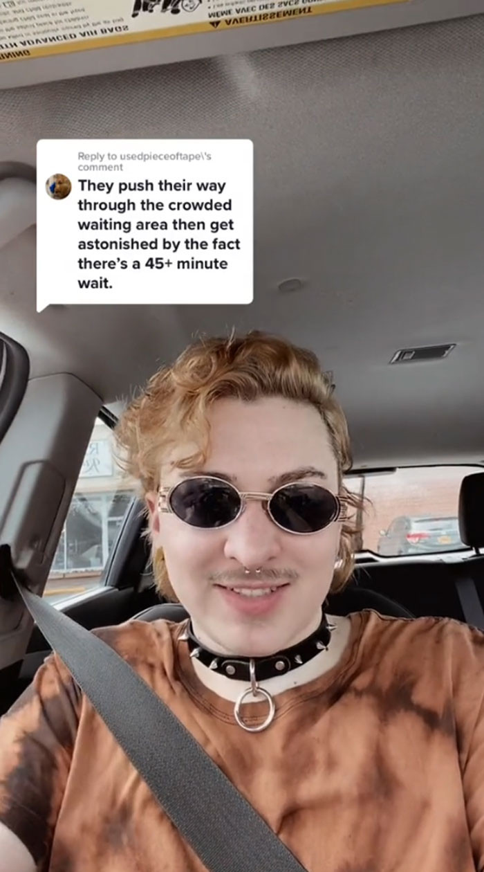 Then he read the comments, and someone shared how they skip lines, then are surprised to find that there are people actually waiting.