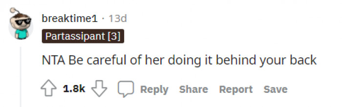 Some people, like this user, no longer trust the mother.