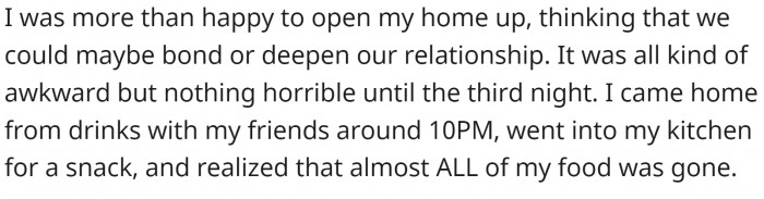 And then, while OP was out with her friends, her sister threw all her food away.