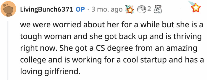 And we got a wonderful update about the then-teenager!