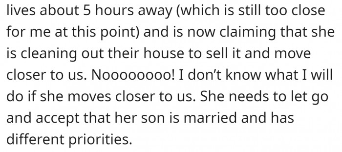 The mother-in-law is in close proximity and bound to destroy their married life someday. More yikes!