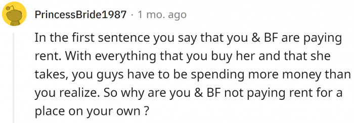 It's probably best to stop spending money on the mother-in-law too.