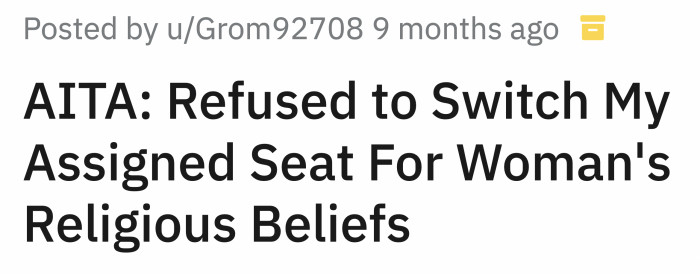 A gentleman from an aisle seat finally agreed to trade places with the lady.