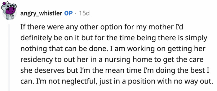 OP replied to a comment and had this heartbreaking sentiment: