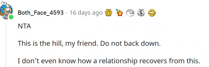 OP shouldn't back down.