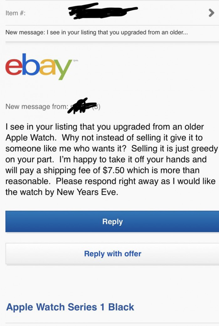 Why sell when you can give it away to a cheapskate beggar?