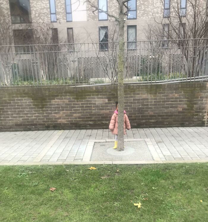 26. My niece playing hide and seek