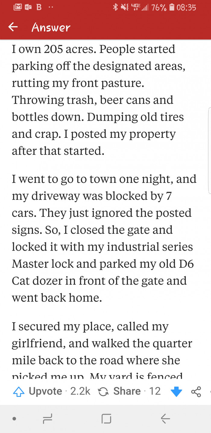 Initially, he attempts to sort it out peacefully.