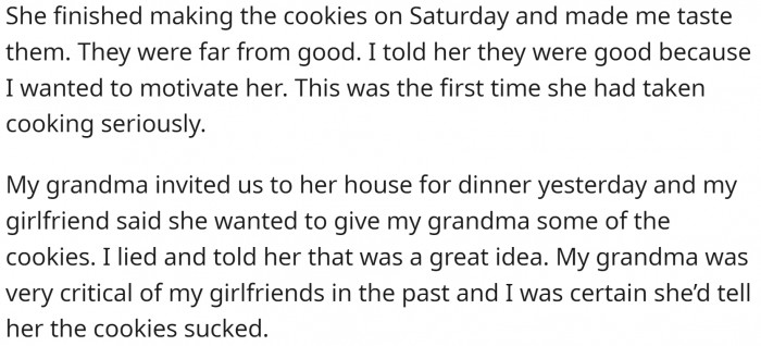 The girlfriend made real efforts and genuinely tried quite hard to please the family.