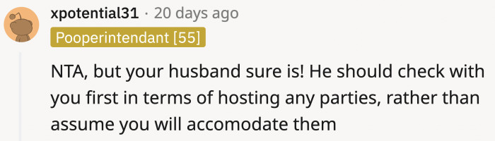 OP's husband expects her to be waiting and ready for his commands at any moment