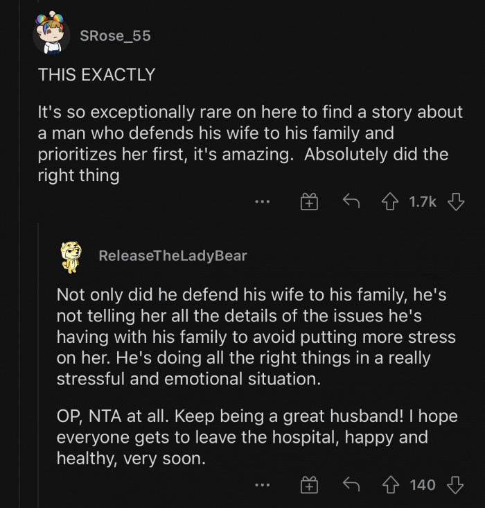 He prioritized his wife, and that's how things should be.