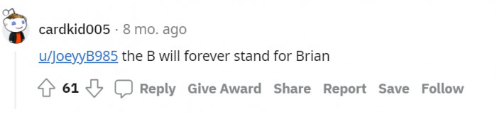 #12 Always B for Brian.