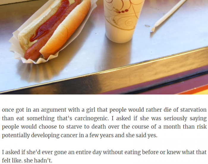 7. Die of starvation or eat something that's carcinogenic?