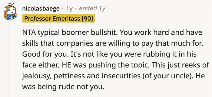 Rude is an understatement when OP was degraded for what she can do because of his disagreement