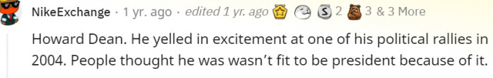 17. Howard Dean yelled, and he got cancelled