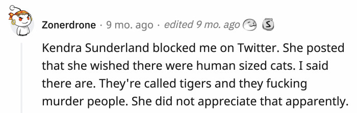 The reply was actually based on real facts, and someone got salty