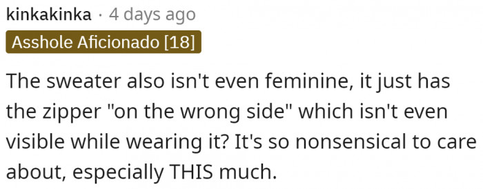 The hoodie doesn't even look like women's wear.