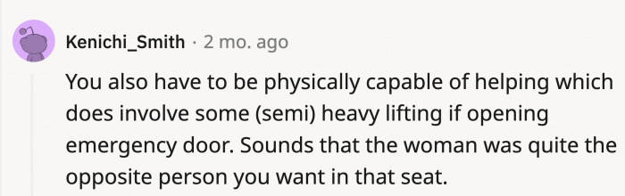 OP might’ve had a better chance of helping with the emergency exit