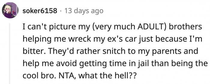 That is, if you assume that the adult brother is a decent person.