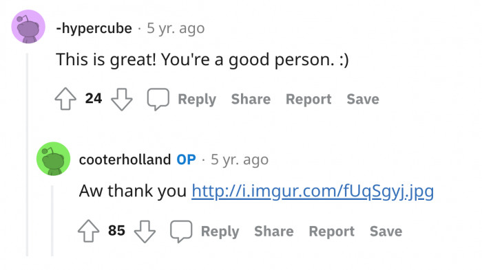 People on Reddit are praising this good fellow.