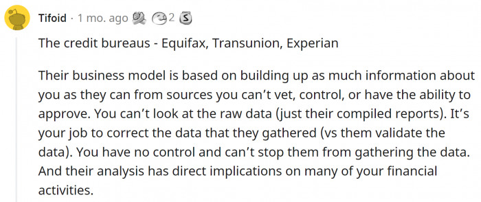 2. The credit bureaus: